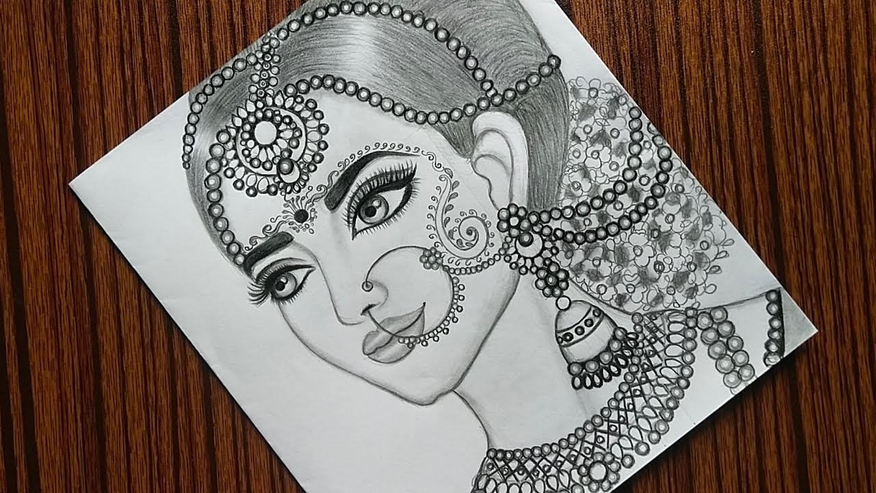 How to draw a Beautiful Traditional bride very easy | Girl drawing | Pencil Sketch