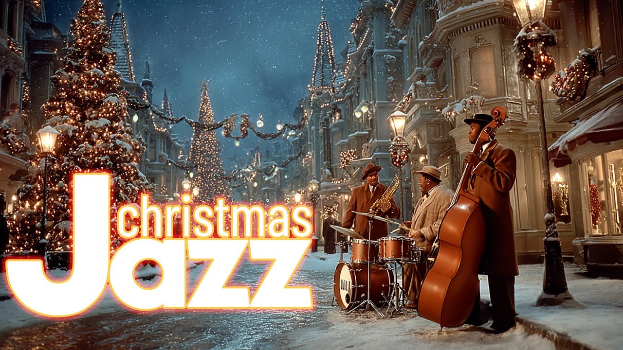 Christmas Jazz on a Snowy Street ❄️🎷 Cozy Holiday Night with Live Jazz Trio