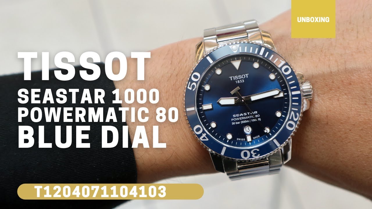 UNBOXING NEW BLUE DIAL TISSOT SEASTAR 1000 POWERMATIC 80 T1204071104103