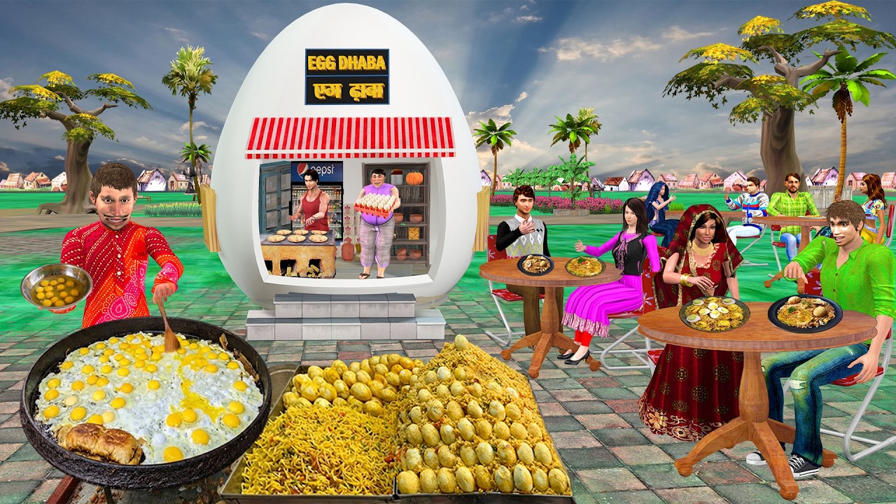 Egg Dhaba Famous Restaurant Egg Omelette Biryani Feast Hindi Kahani Moral Stories Funny Comedy Video