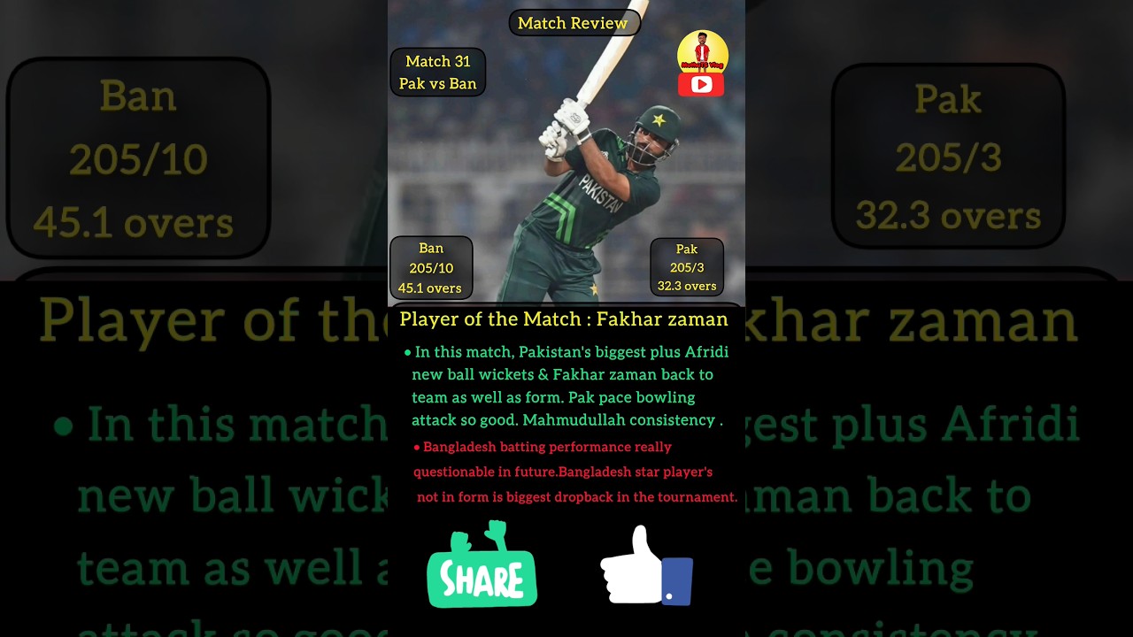 #pakistanvsbangladesh #matchreview Pakistan vs Bangladesh #cricket #cwc2023