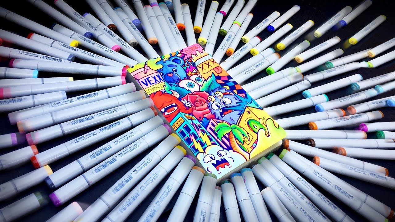 100 MARKER CHALLENGE in smallest sketchbook (+giveaway) !!
