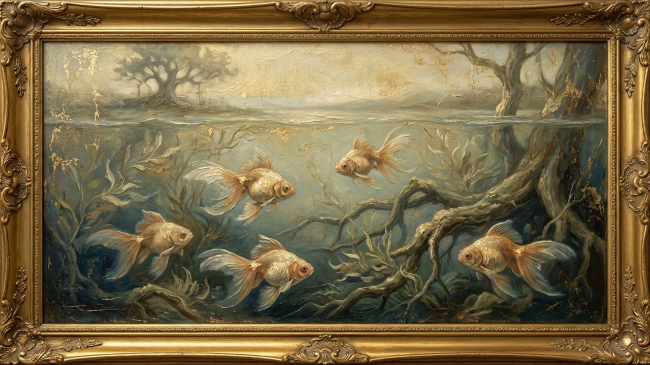 Abundance Goldfish Oil Painting 4K TV Art | Slow Motion Underwater Virtual Window | Manifest Frame