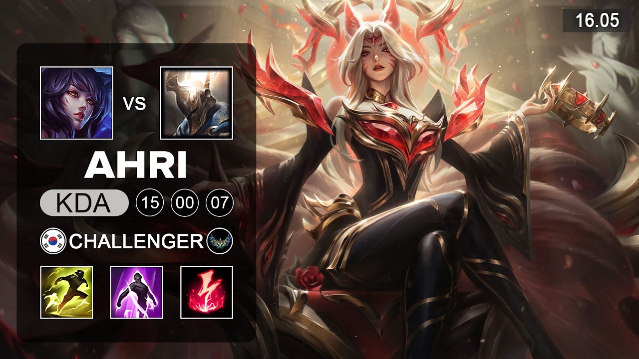 Zeka Ahri vs Pantheon Mid - KR Challenger - Patch 16.05 Season 16