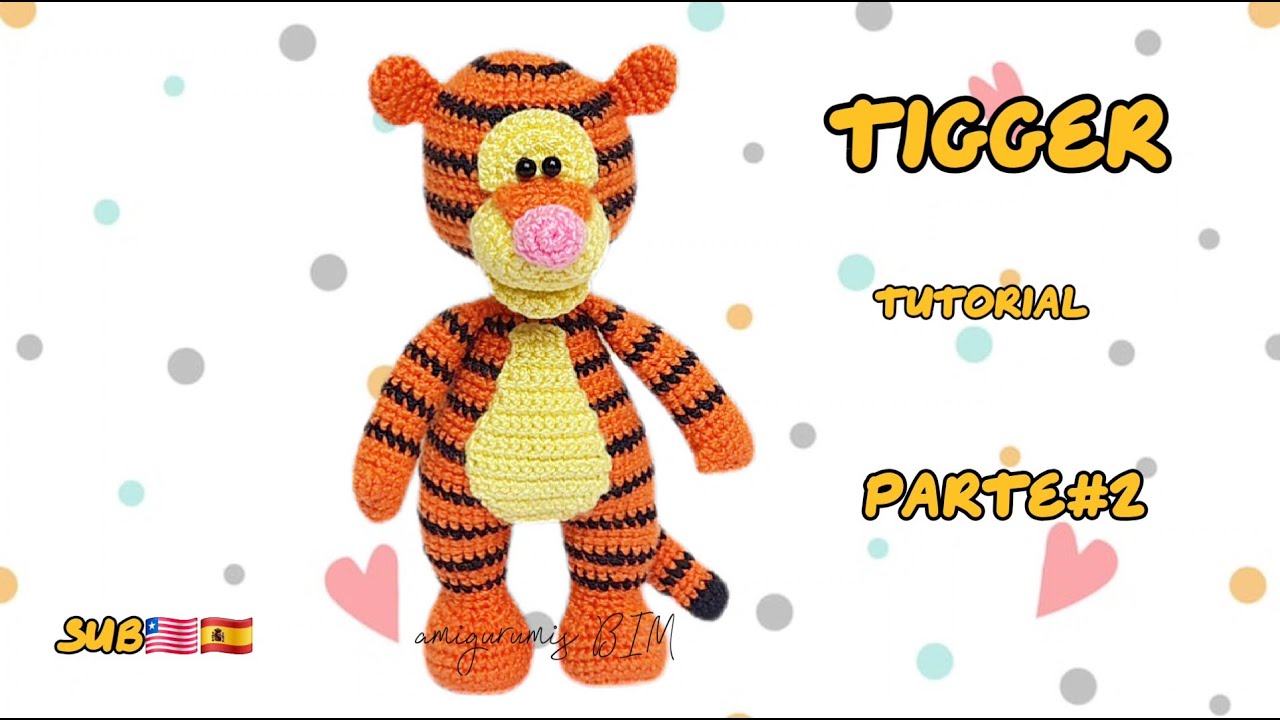Вязание крючком Тиггера, пошаговая инструкция, часть #2_ SUB🇱🇷🇪🇸 #вязаниекрючком #легко #амигуруми