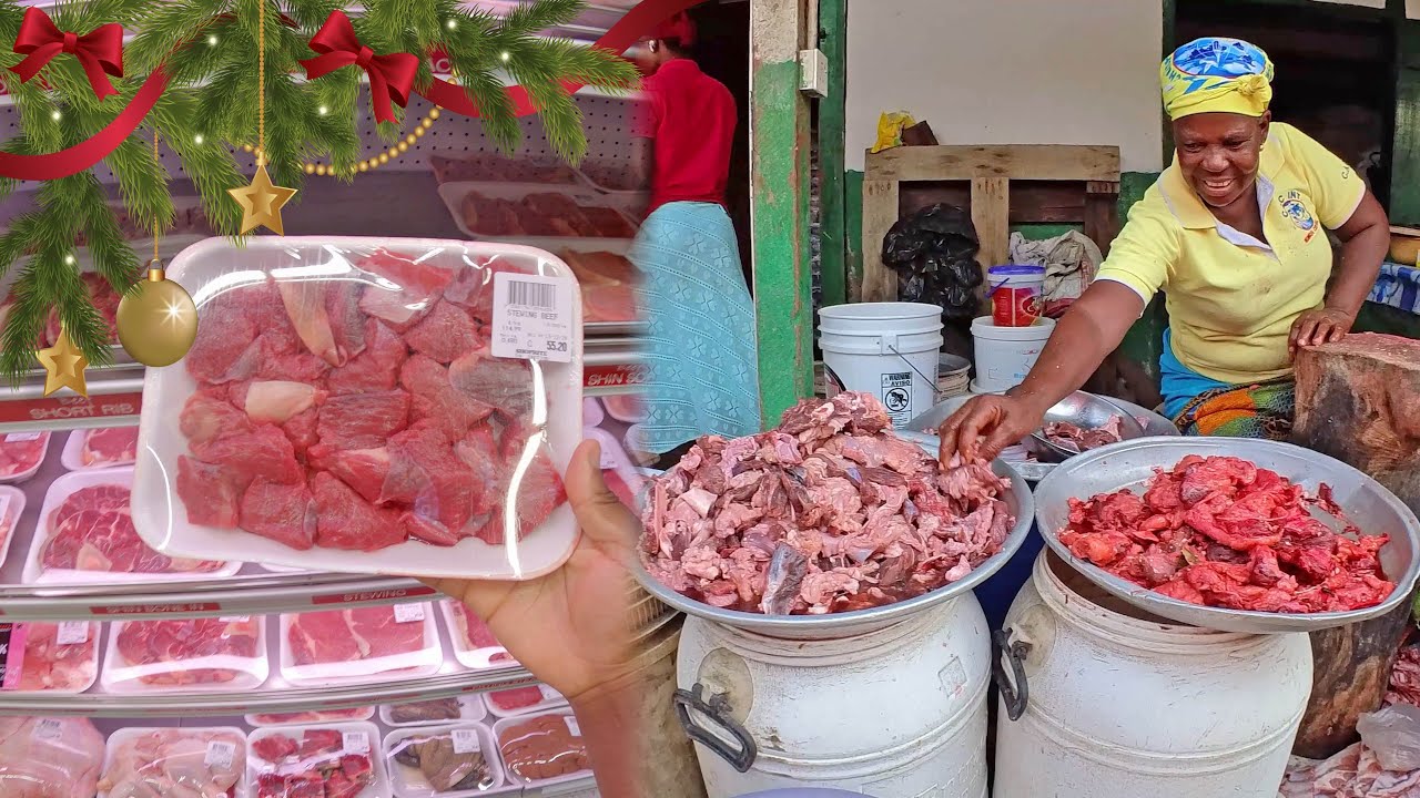 CHRISTMAS SHOPPING IN AFRICAN MARKET VS GROCERY STORE , GHANA ACCRA