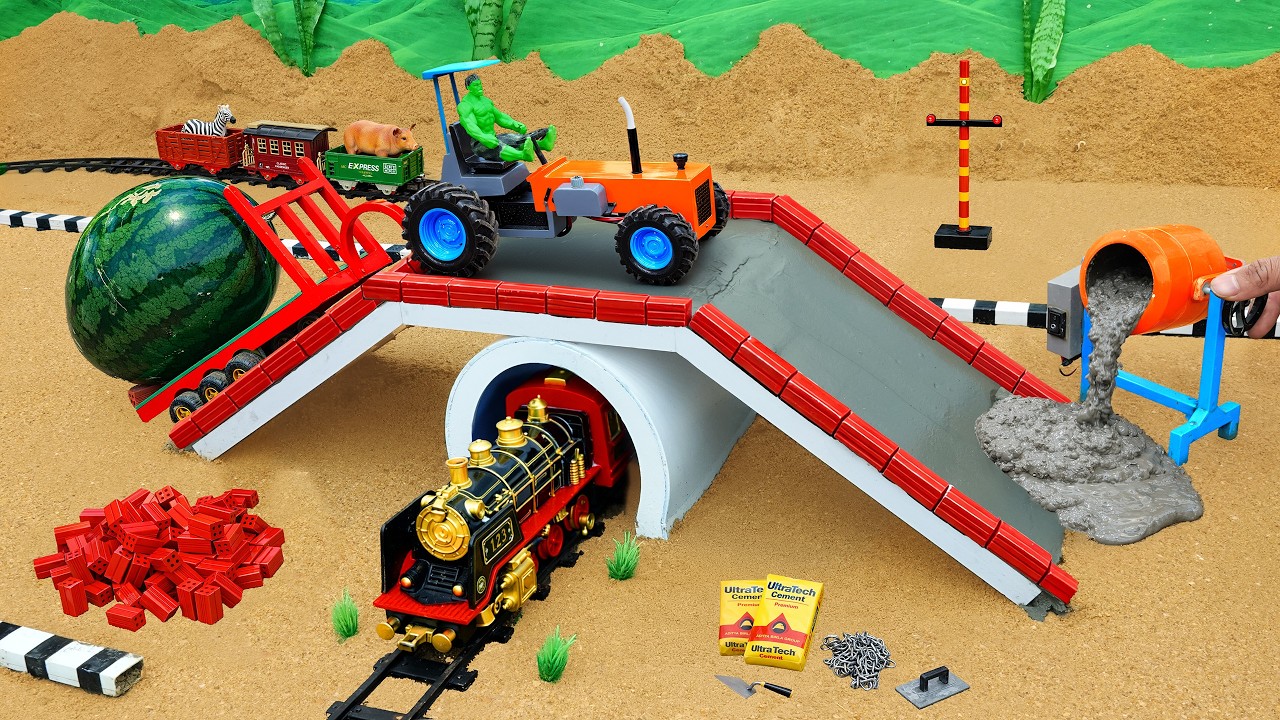 DIY Mini Tractor Making Road roller Real Concrete Bridge | Science Project