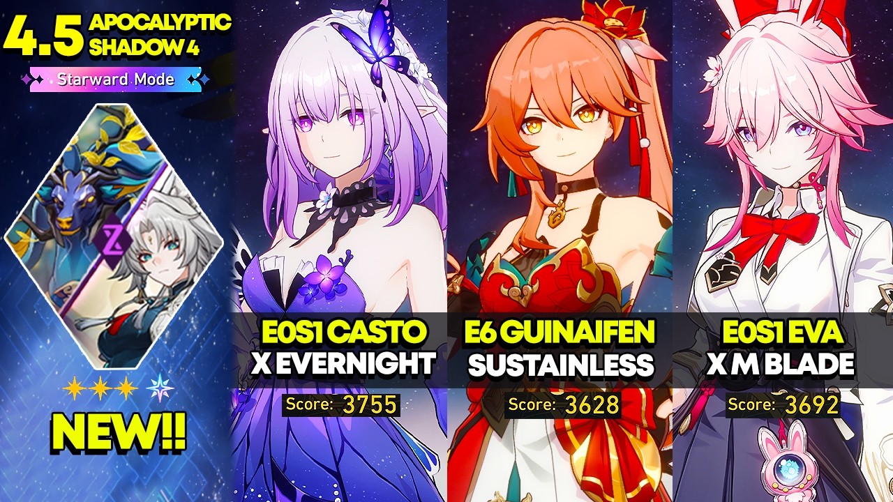 E0S1 Castorice, E6 Guinaifen, E0S1 Evanescia | Apocalyptic Shadow 4.5: Starward Mode | HSR 4.5