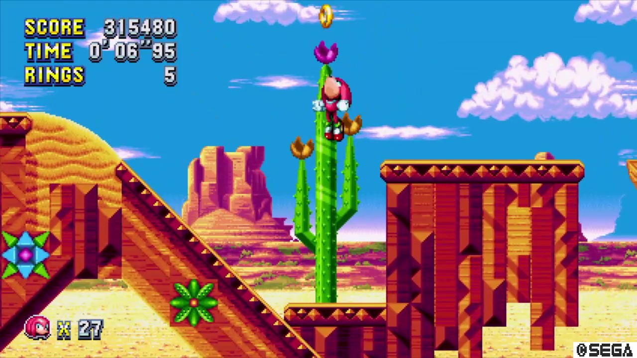 Sonic Mania - Mirage Saloon Zone Acts 1+2 w/ Knuckles