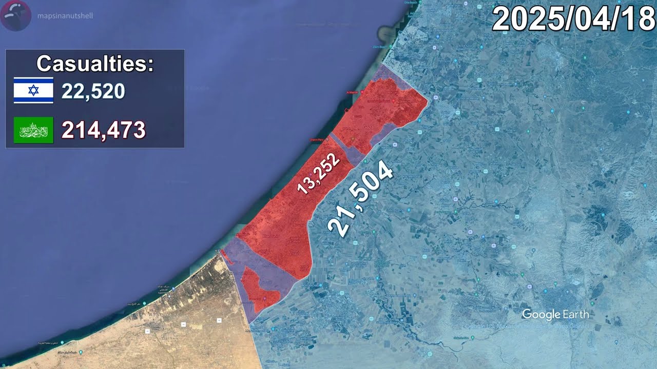 Israel-Hamas War: Every Day to July 1st, 2025 Mapped using Google Earth
