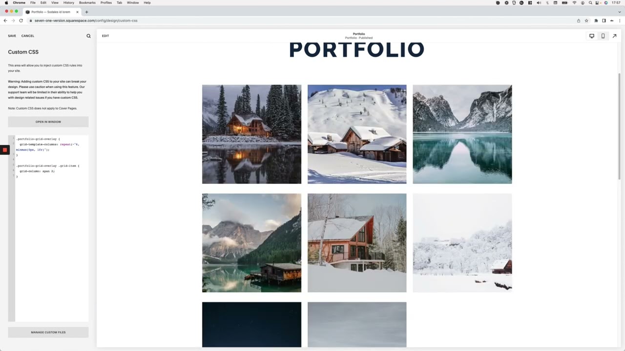 Center-align the last two slides of Portfolio pages in 7.1
