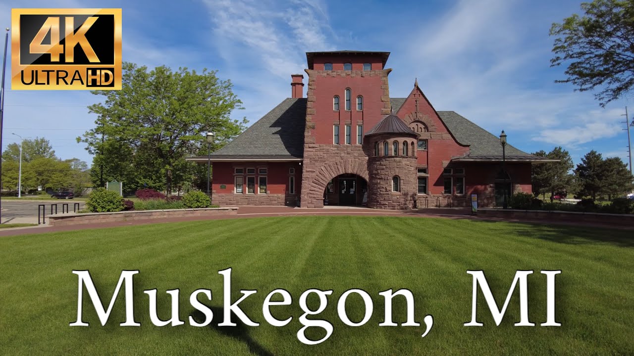 4K Walk Tour of Downtown Muskegon, Michigan