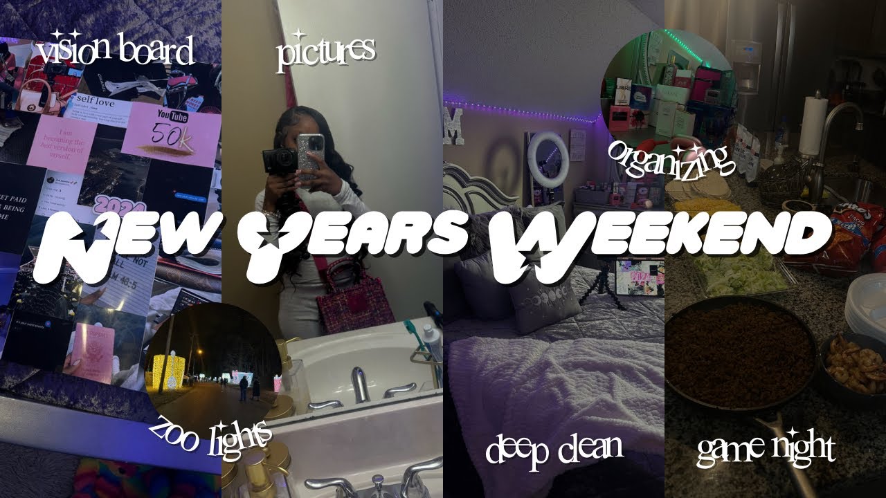 ☆NEW YEARS WEEKEND VLOG☆(deep cleaning, vision board, game night, zoo lights||Destiny Ja’Nay