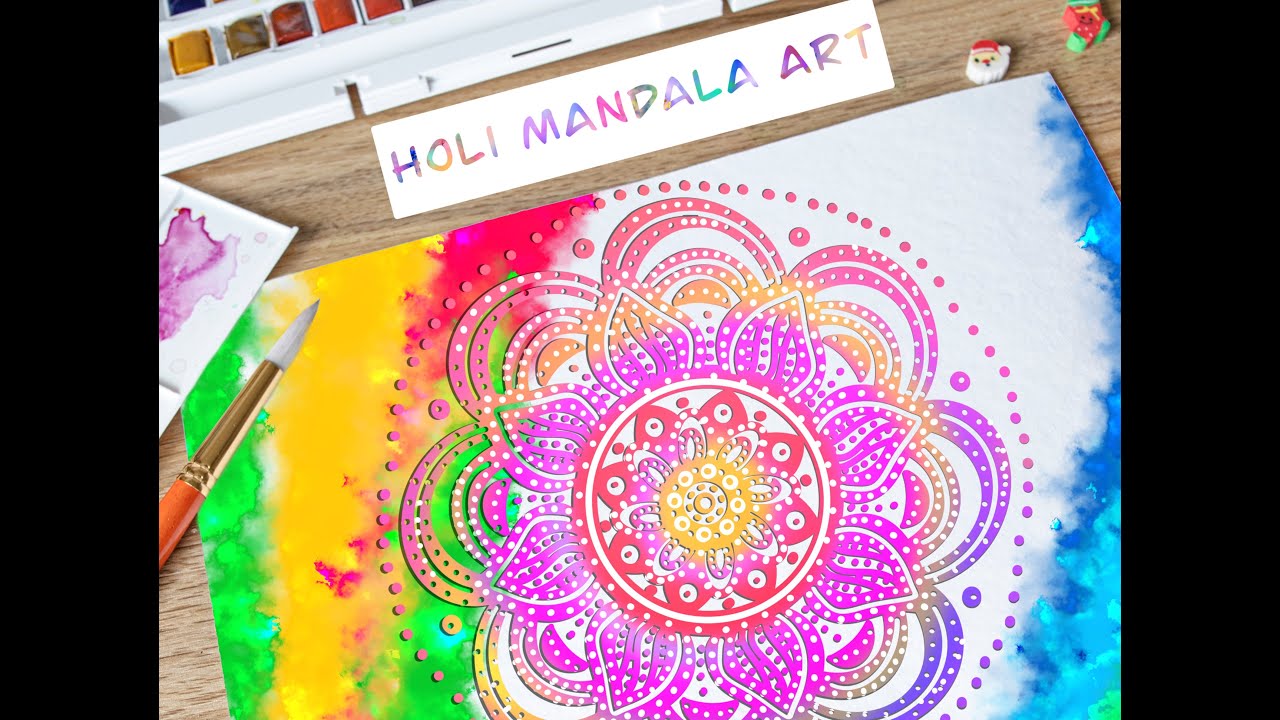 Easy Mandala Art | Easy Mandala for beginners, Holi festive Mandala Card #mandala #holi #decoration