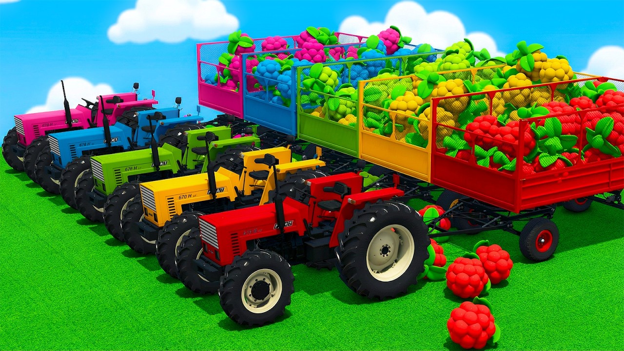 Raspberry Transport CHAOS &mdash; Robot Loaders, Fiat Tractors & Sunflower Harvest 🍓