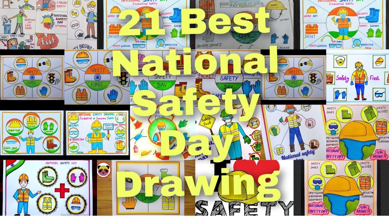 World Safety day drawing  | Safety day poster drawing | National safety day best drawing
