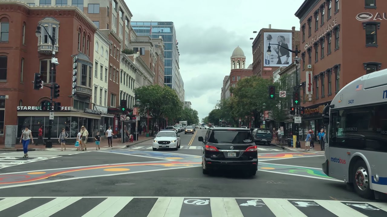 Driving Downtown - Washington DC Convention Street 4K - USA
