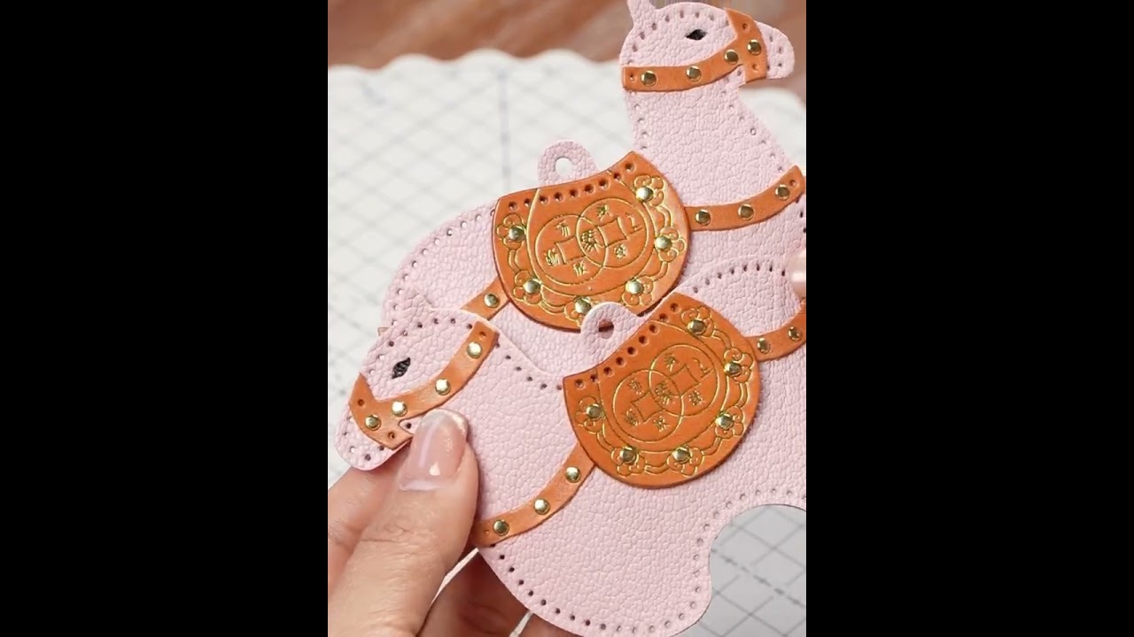 Making a Pink Tang Horse Leather Charm by Hand 🐎✨