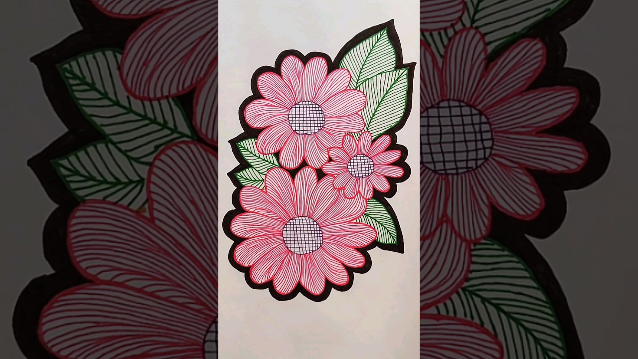easy zentangle patterns for beginners - FLOWERS | zentangle flower #shorts #ytshorts #doodle