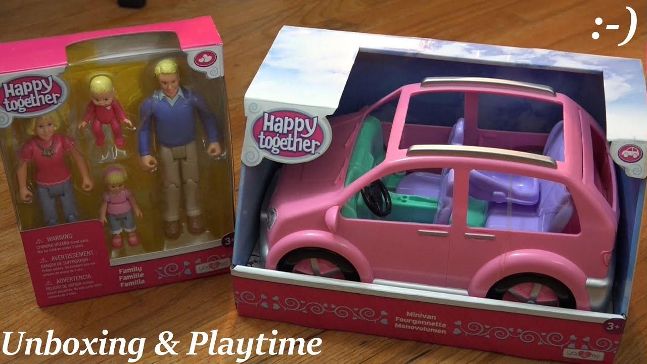 Toy Dolls for Little Girls: Happy Together Family and Minivan Unboxing & Playtime