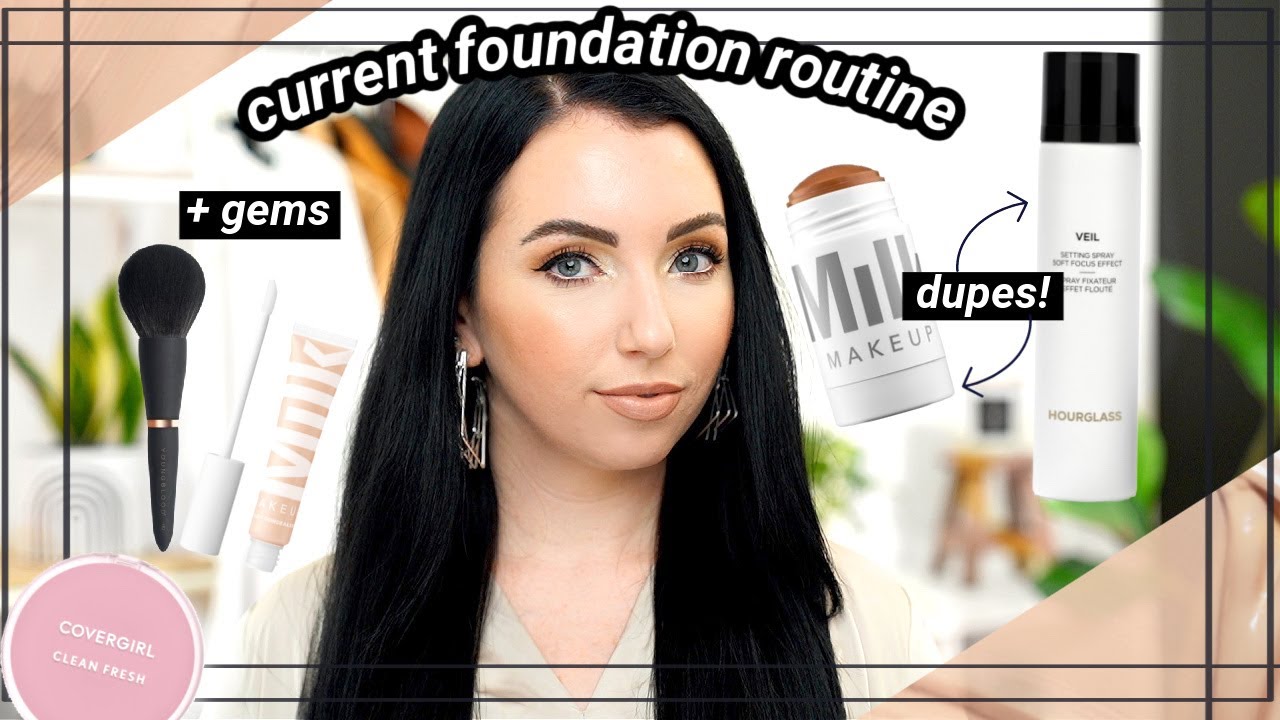 CURRENT FOUNDATION ROUTINE! Hidden Gems + DUPES for Milk Makeup Cream Bronzer & Hourglass Veil Spray