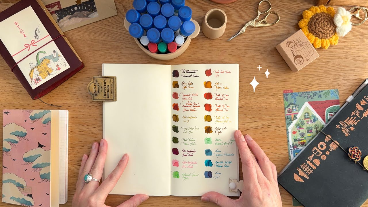 swatching ink samples from @Little Coco Studio ✿ midori, tomoe river ✿ pilot, sailor, ancora