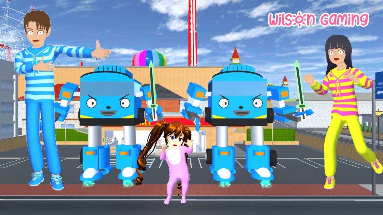 Baby Raksasa Nana Dikejar Huluk Yuta Robot King Bus Tayo Beraksi | Sakura School Simulator