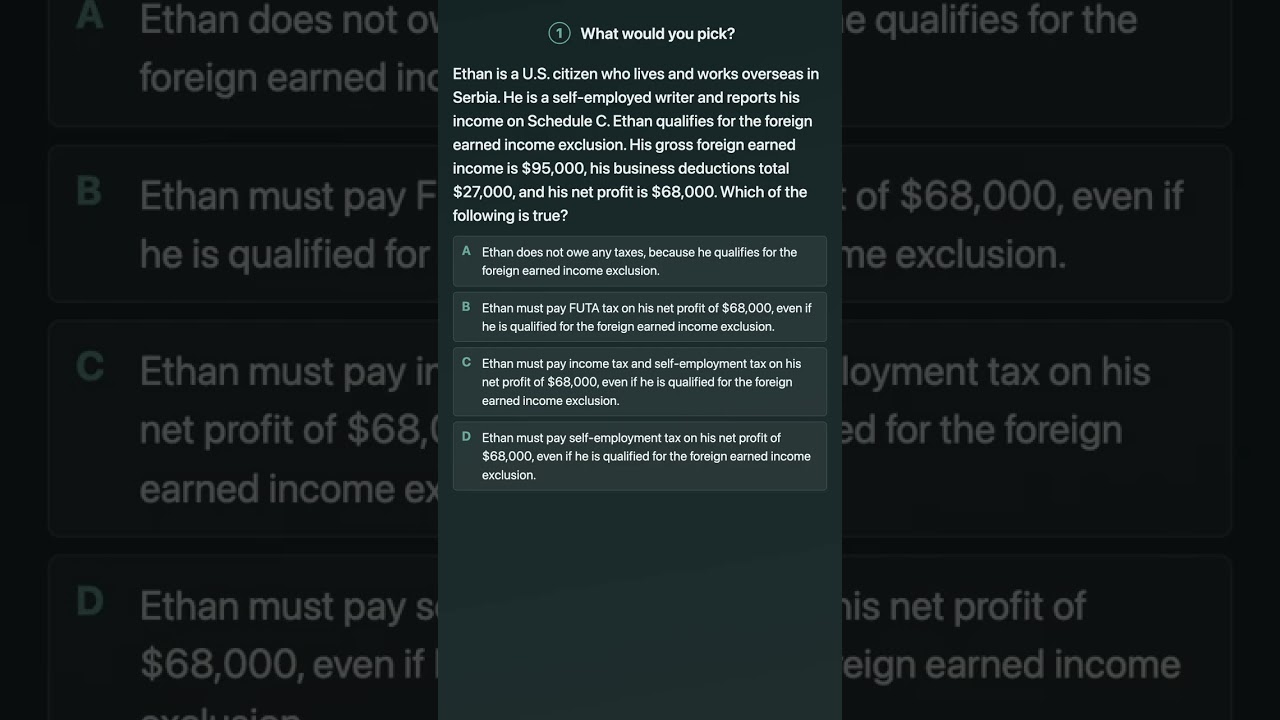 EA Exam Prep: Foreign Earned Income Exclusion: SE Tax Trap