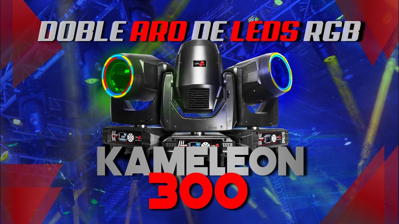 Cabeza móvil con DOBLE ARO LED ¡KAMELEON 300! - Lite Tek
