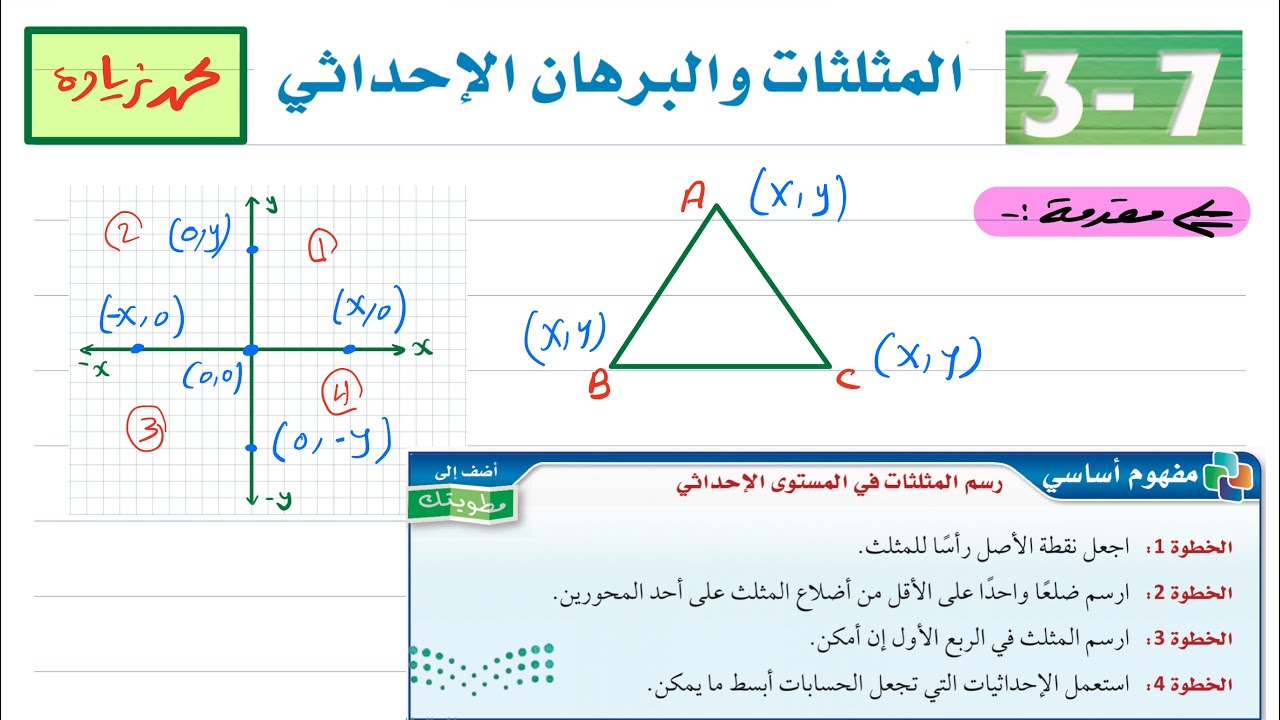 المثلثات والبرهان الاحداثي رياضيات أول ثانوي 1446
