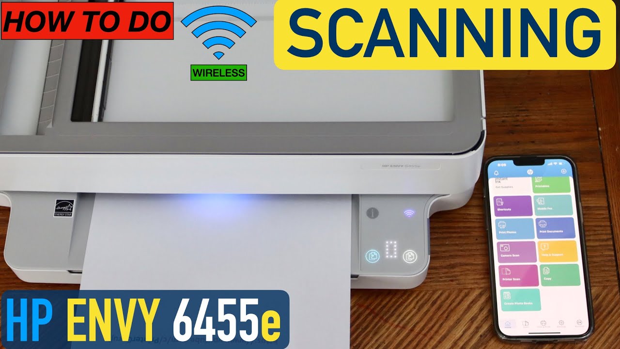 Сканирование с помощью принтера HP Envy 6455e.