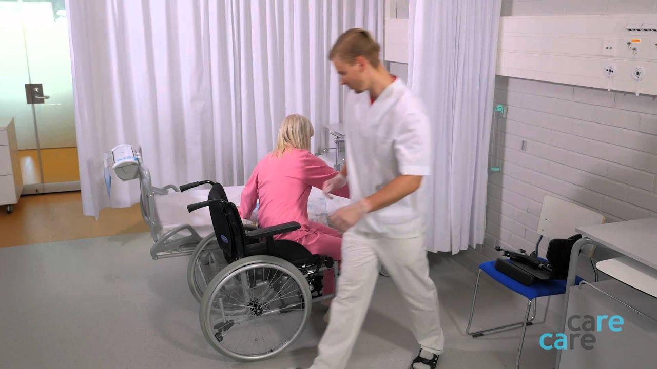 Pyörätuolista vuoteelle ja takaisin pyörätuoliin