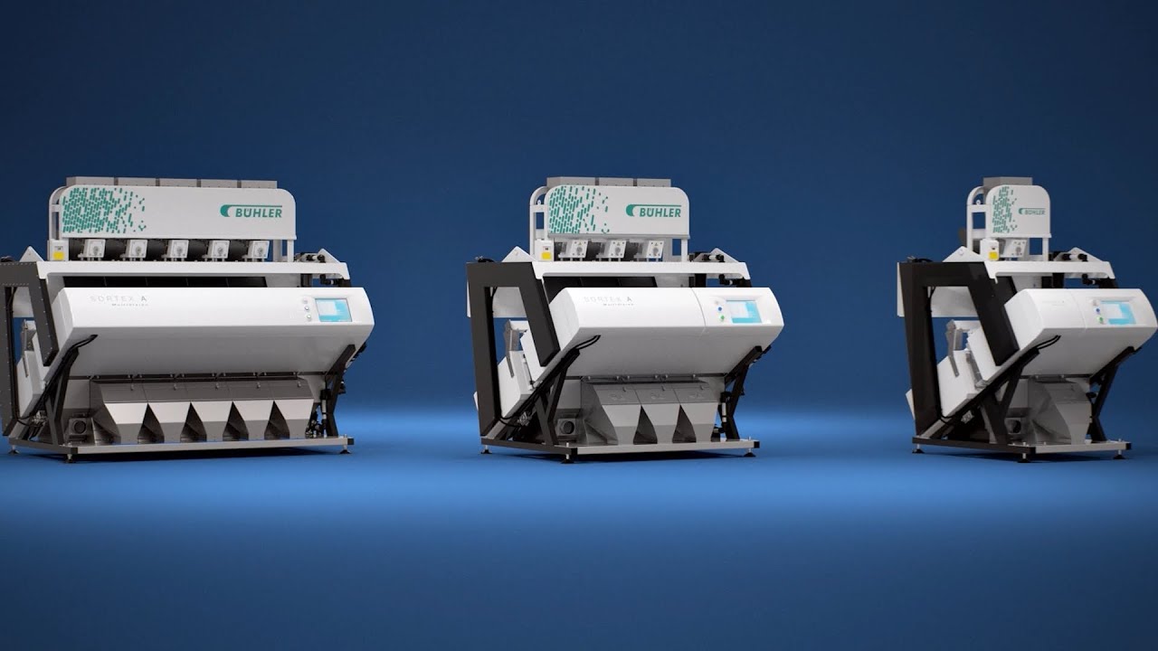 Работа оптического сортировщика SORTEX A производства компании Buhler