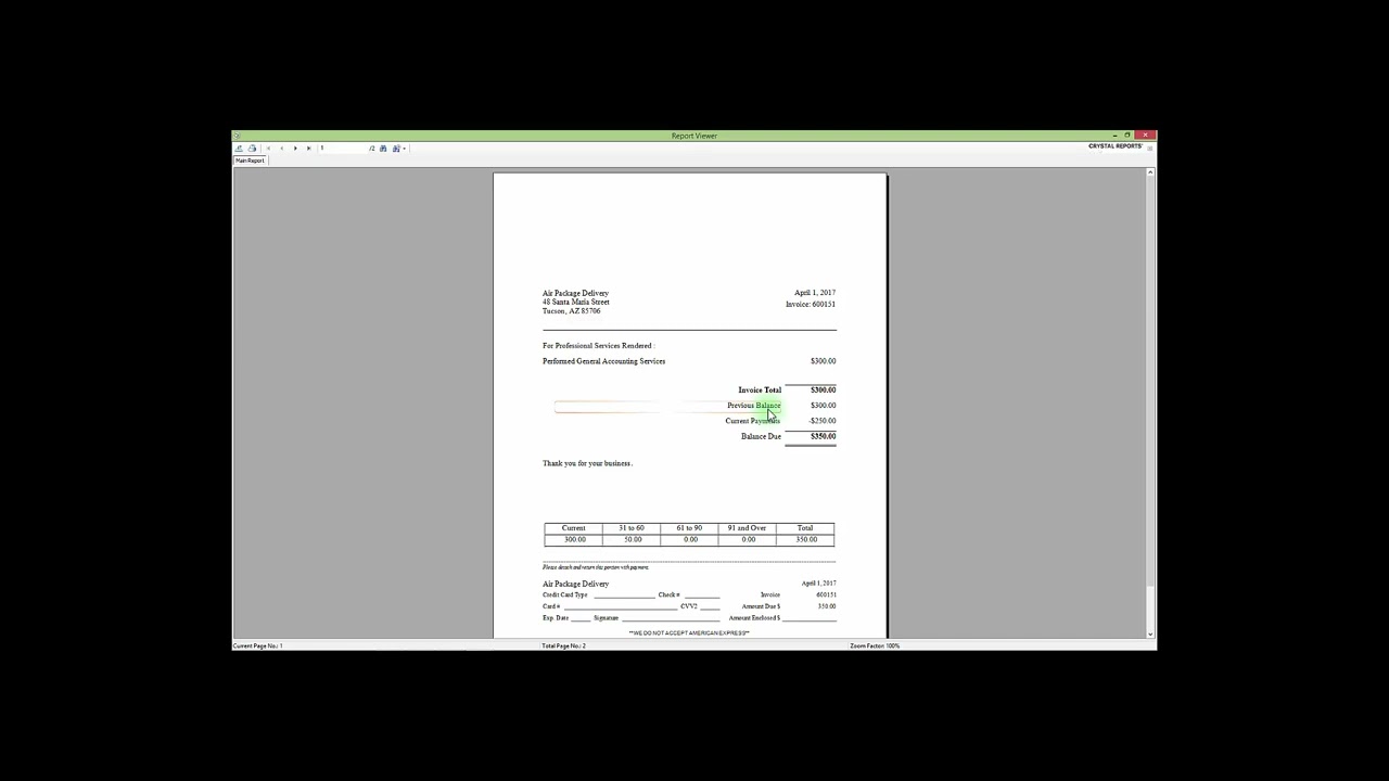 Previous Balance and Current Payments