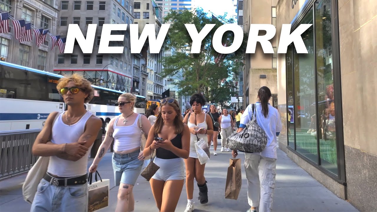 New York City Summer 2024 Walking Tour in Manhattan 4K NYC Walk : Lexington Avenue, 5th Avenue