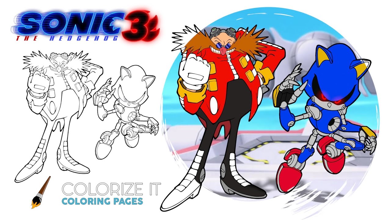 Metal Sonic and Dr. Eggman coloring page | Sonic 3 Predictions | Sonic coloring book