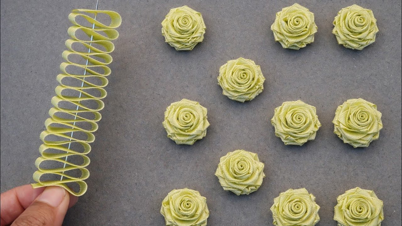 Trending Cute Mini Rose / Baby Ribbon Flowers craft / Ribbon Rose making with Needle