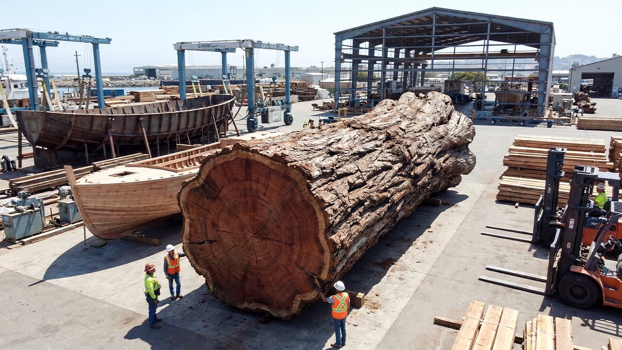 Inside the Wood Factory – The Process of Manufacturing Ships and Boats from Raw Logs (Full Process)