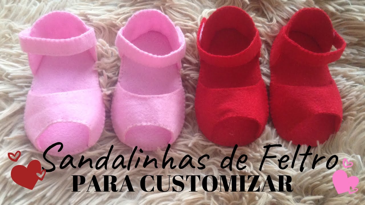 Como fazer sandalinhas de Feltro para Customizar. Molde grátis #artesanato #sandalia #bebe