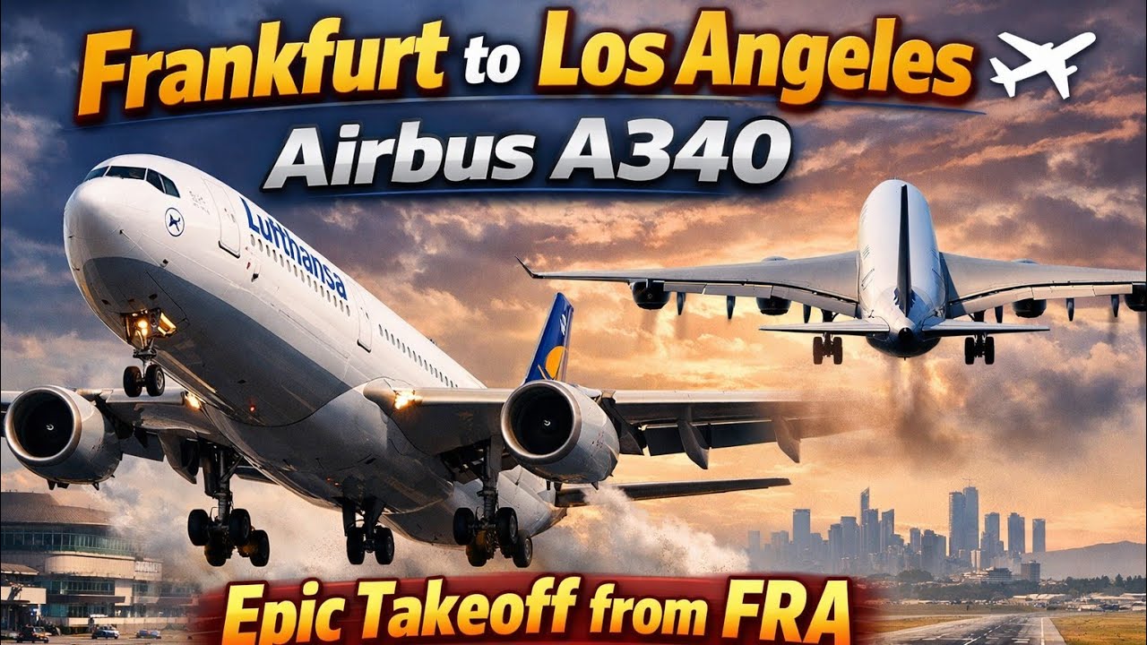 Frankfurt to Los Angeles ✈️ Airbus A340 | Epic Takeoff from FRA (Two Views)