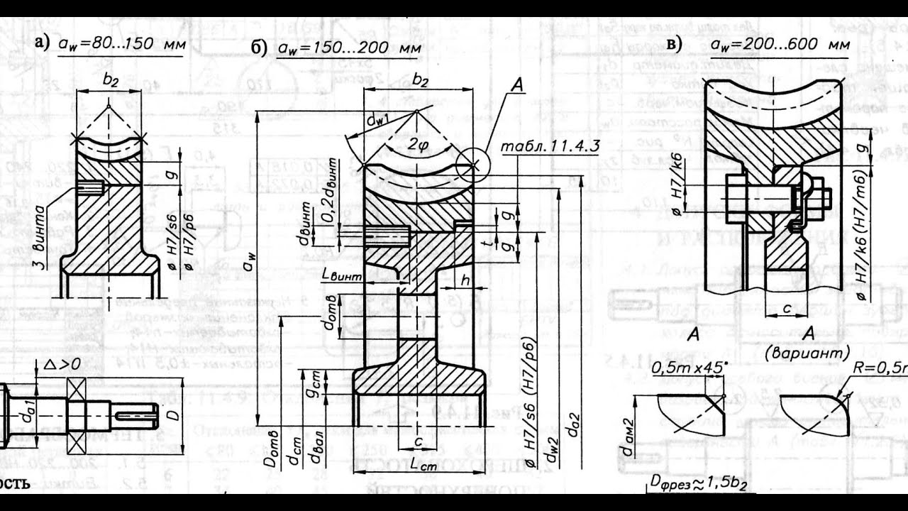 Конструирование червячного колеса