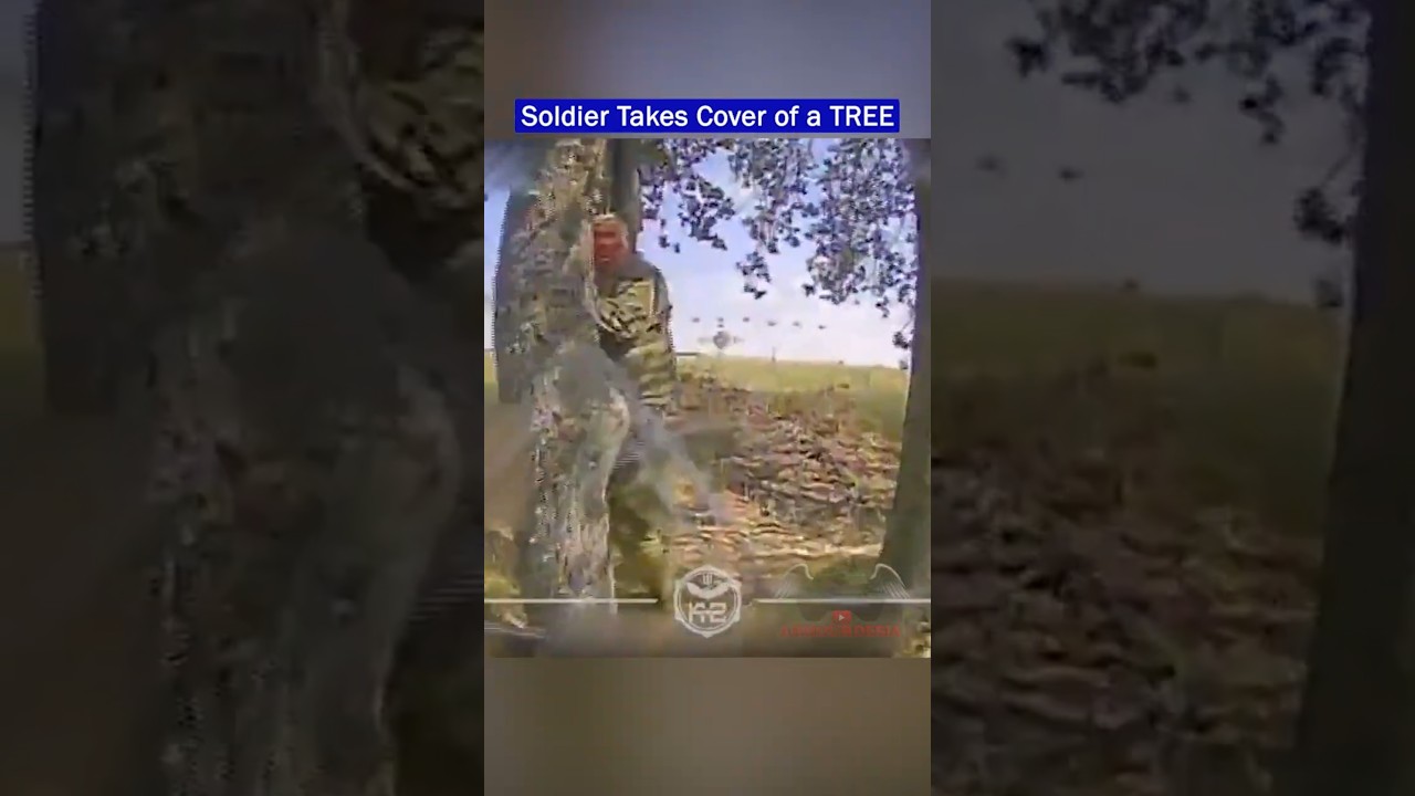 Soldier Hides Behind a Tree to Escape Drone!