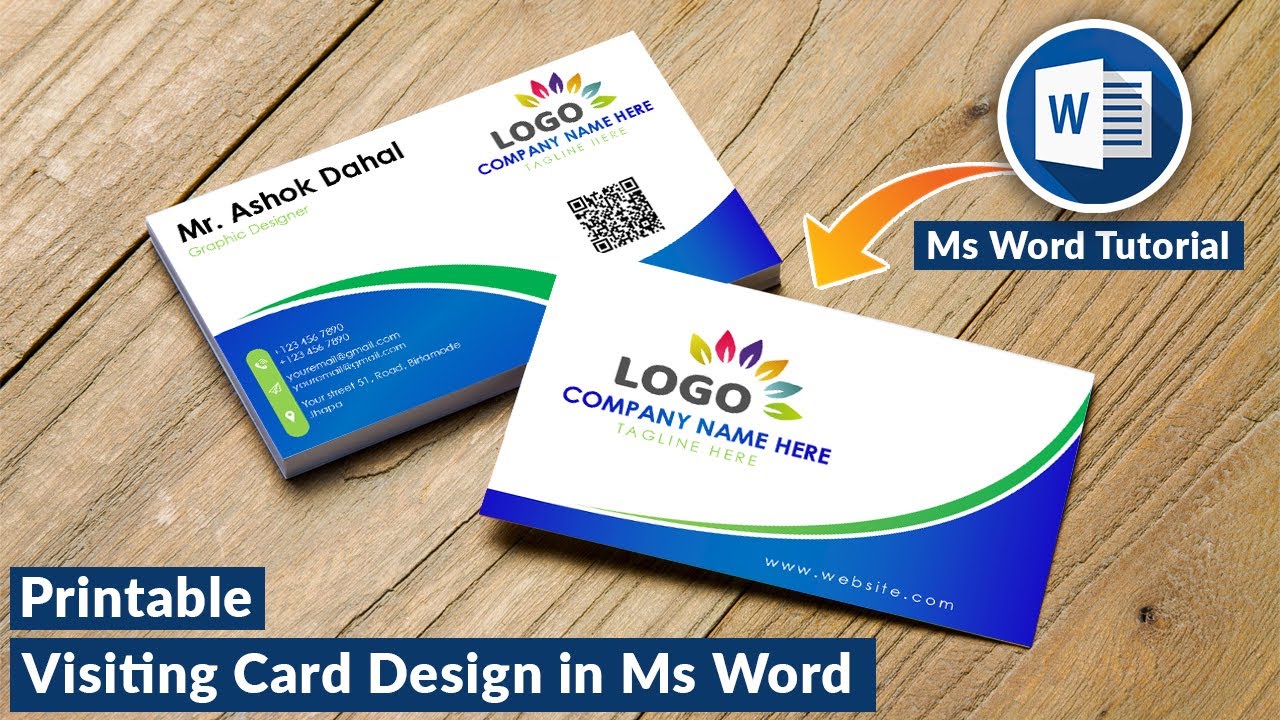 Printable Visiting Card Design in Ms Word Hindi Tutorial || Business Card Design in Ms Word