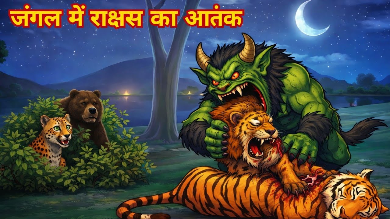 जंगल में राक्षस का आतंक | panchtanra ki kahani | kahani | animal cartoon @ToonTimeTv500k