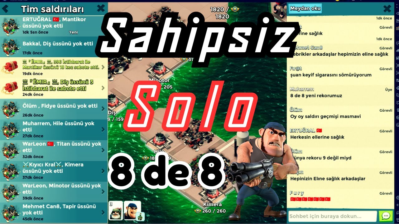 Tek Atış Solo 8de8 Sahipsiz Umut Forlorn Hope Boom Beach Türkçe