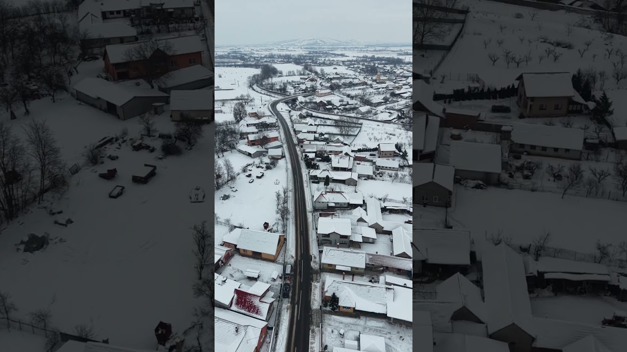 Pe malurile Mureșului, printre case acoperite de zăpadă,  o zi de iarnă &icirc;n S&acirc;ntimbru, județul Alba!