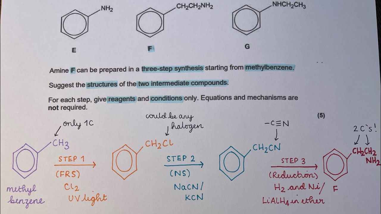 Worked exam answer - AQA A level three step organic synthesis