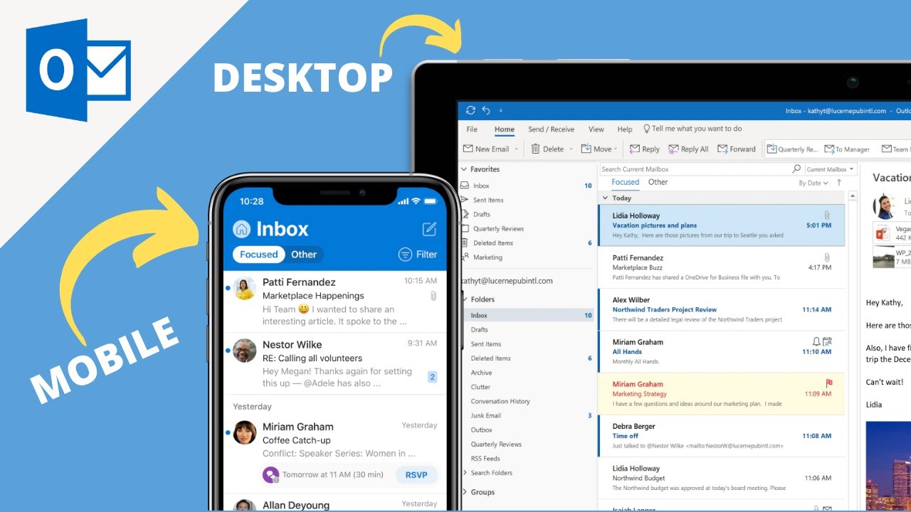 Как обновить Microsoft Outlook на компьютере и мобильном устройстве | Учебное пособие по Microsof...