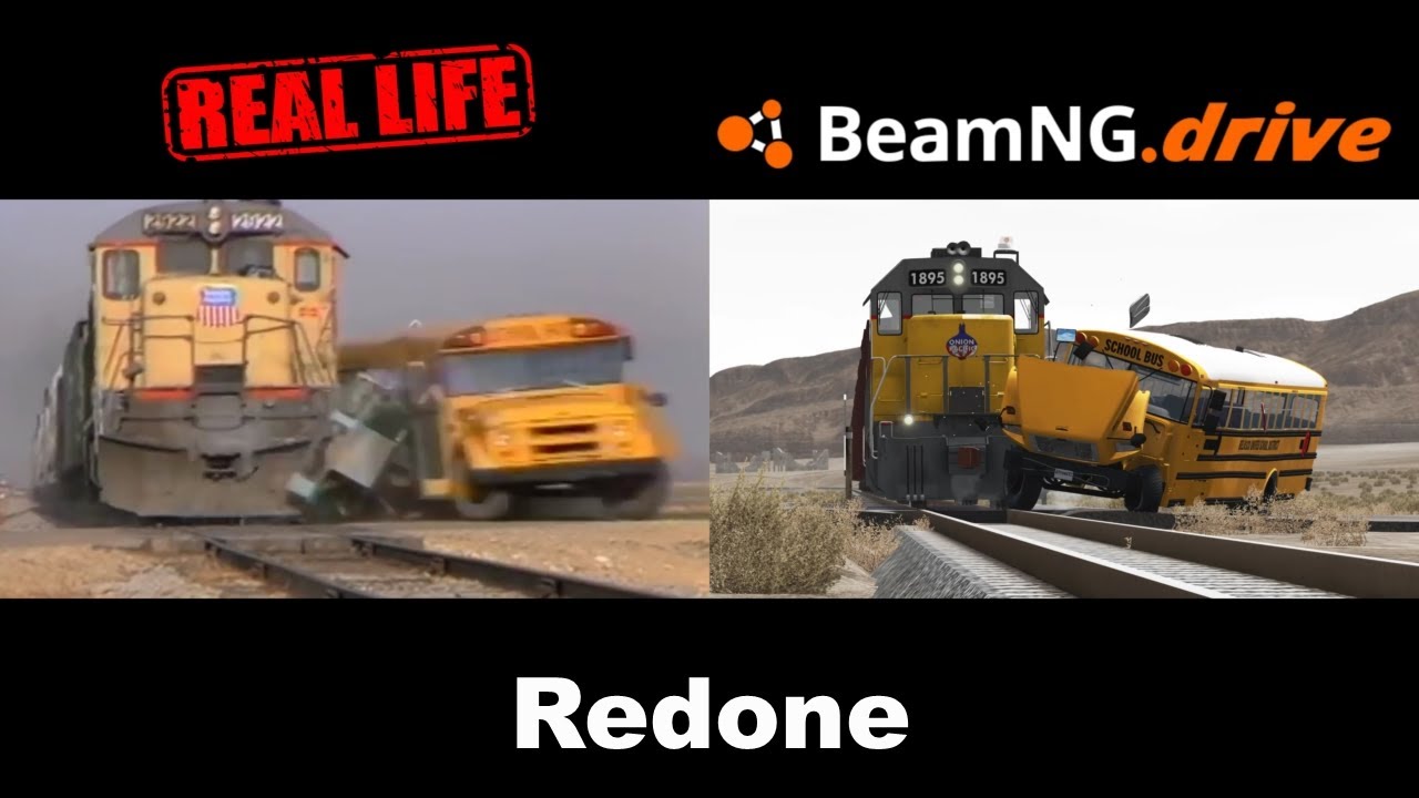 Bus vs Train BeamNG vs Real life redone