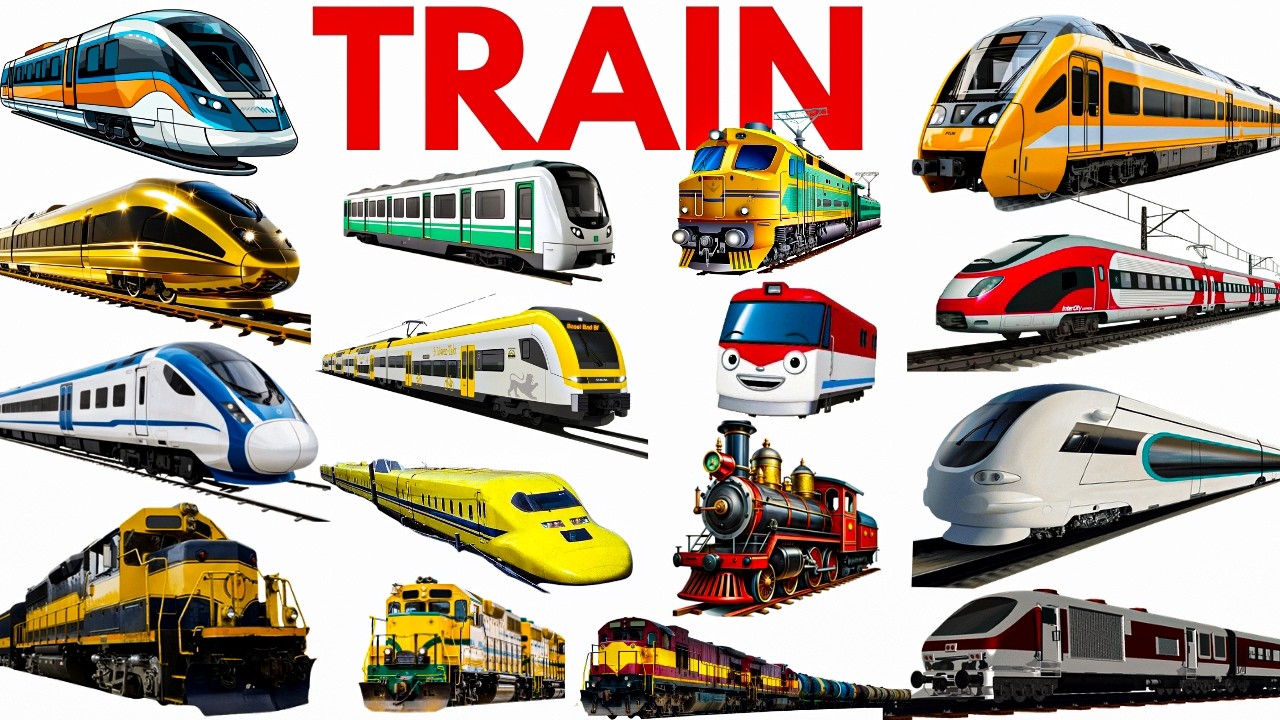 🚂 Top 25 Trains Name for Kids | Types of Trains | Steam, Bullet & Metro Trains Learning Video